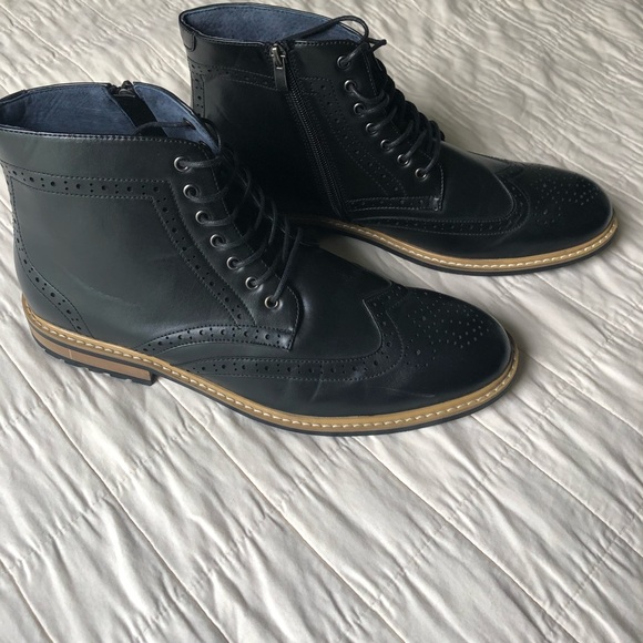 Bruno Marc Mens Black Dress Boots size 11 - Picture 2 of 7